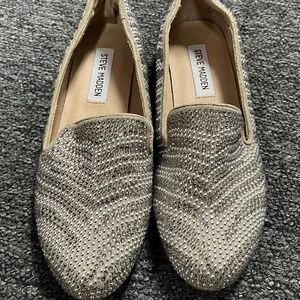 Steve Madden Conncord Pewter Studded Smoking Slipper Flats size 7 Women’s